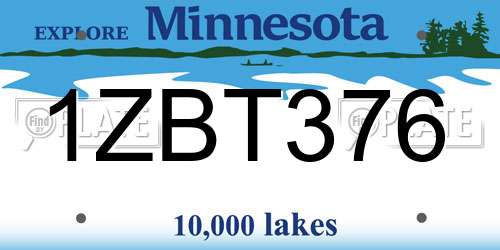 1ZBT376 Minnesota License Plate