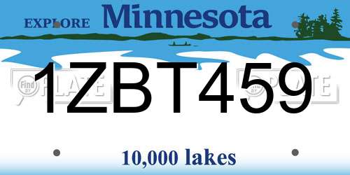 1ZBT459 Minnesota License Plate