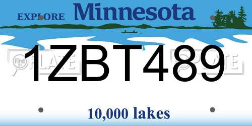 1ZBT489 Minnesota License Plate
