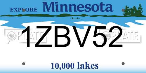 1ZBV52 Minnesota License Plate