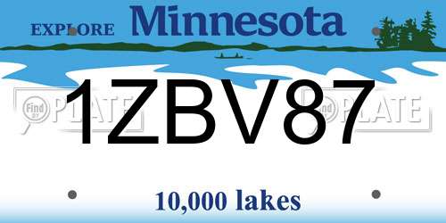 1ZBV87 Minnesota License Plate