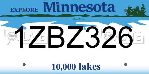 1ZBZ326 Minnesota License Plate
