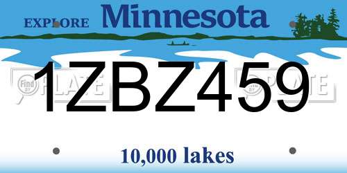 1ZBZ459 Minnesota License Plate