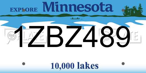 1ZBZ489 Minnesota License Plate