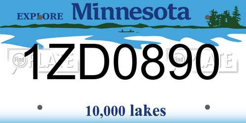 1ZD0890 Minnesota License Plate
