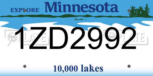 1ZD2992 Minnesota License Plate