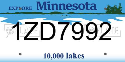 1ZD7992 Minnesota License Plate