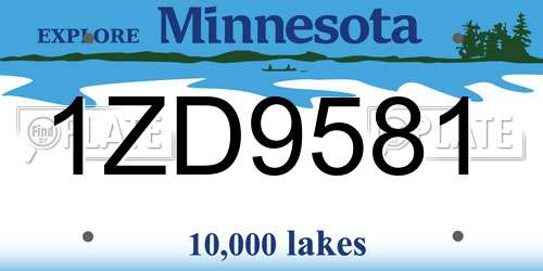 1ZD9581 Minnesota License Plate