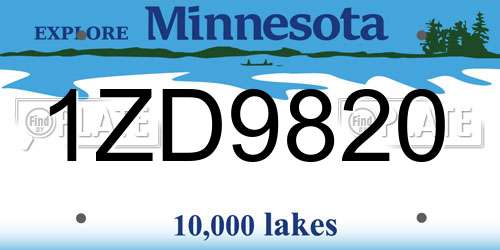 1ZD9820 Minnesota License Plate