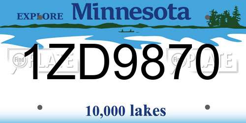 1ZD9870 Minnesota License Plate