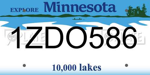 1ZDO586 Minnesota License Plate