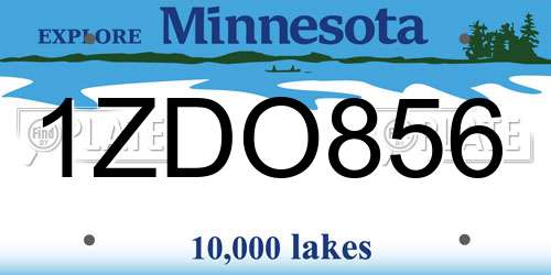 1ZDO856 Minnesota License Plate