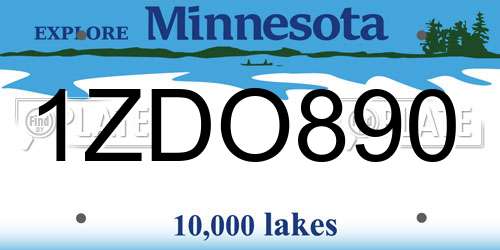 1ZDO890 Minnesota License Plate