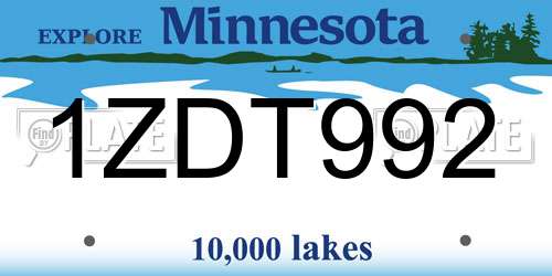1ZDT992 Minnesota License Plate