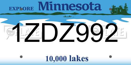 1ZDZ992 Minnesota License Plate