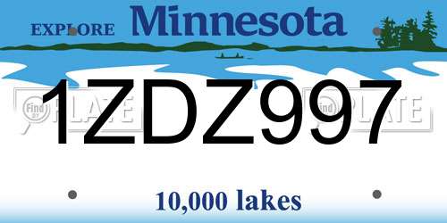 1ZDZ997 Minnesota License Plate