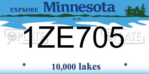 1ZE705 Minnesota License Plate