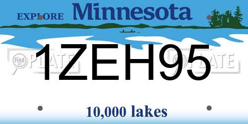 1ZEH95 Minnesota License Plate