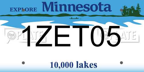 1ZET05 Minnesota License Plate