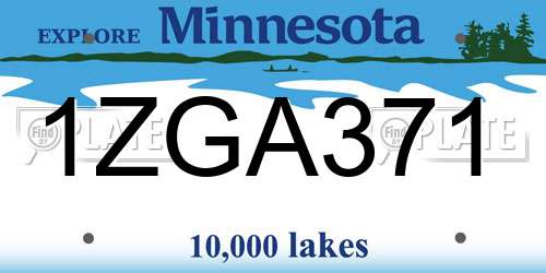 1ZGA371 Minnesota License Plate