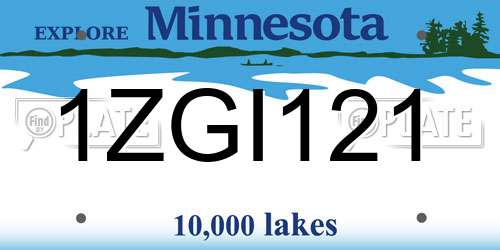 1ZGI121 Minnesota License Plate