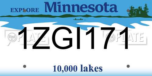 1ZGI171 Minnesota License Plate