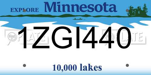 1ZGI440 Minnesota License Plate