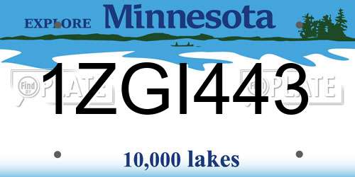 1ZGI443 Minnesota License Plate