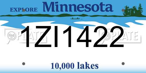 1ZI1422 Minnesota License Plate