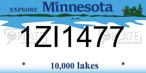 1ZI1477 Minnesota License Plate