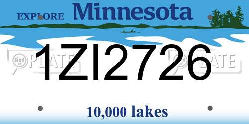 1ZI2726 Minnesota License Plate