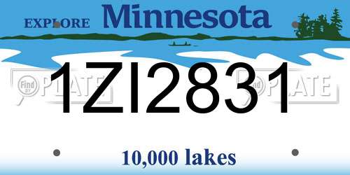 1ZI2831 Minnesota License Plate