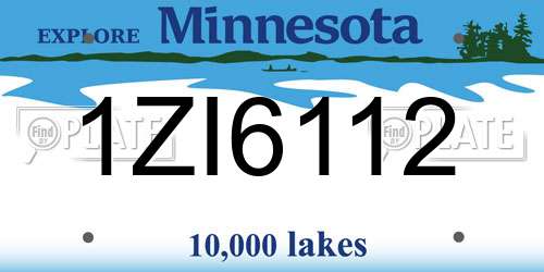 1ZI6112 Minnesota License Plate