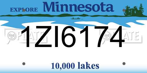 1ZI6174 Minnesota License Plate