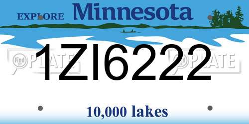1ZI6222 Minnesota License Plate