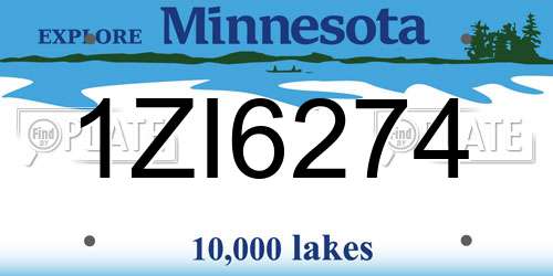 1ZI6274 Minnesota License Plate