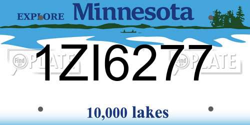 1ZI6277 Minnesota License Plate