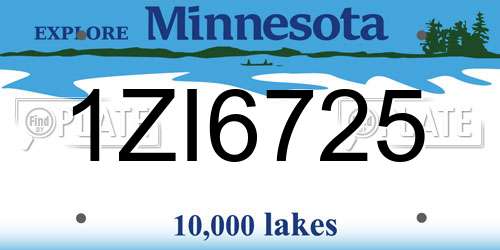 1ZI6725 Minnesota License Plate