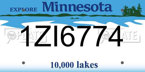 1ZI6774 Minnesota License Plate