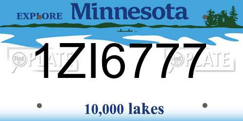 1ZI6777 Minnesota License Plate