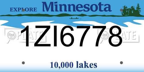 1ZI6778 Minnesota License Plate