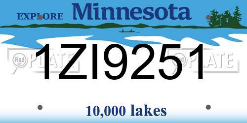 1ZI9251 Minnesota License Plate