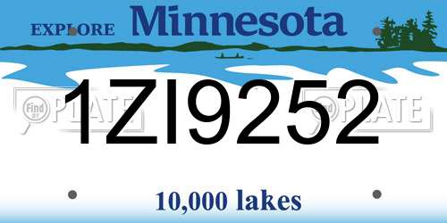 1ZI9252 Minnesota License Plate