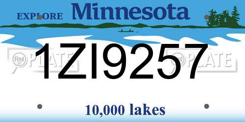 1ZI9257 Minnesota License Plate