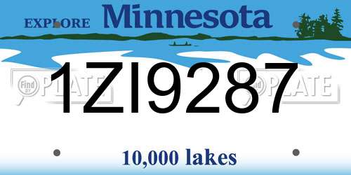 1ZI9287 Minnesota License Plate