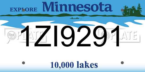 1ZI9291 Minnesota License Plate