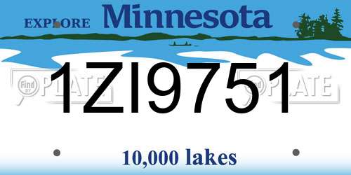 1ZI9751 Minnesota License Plate