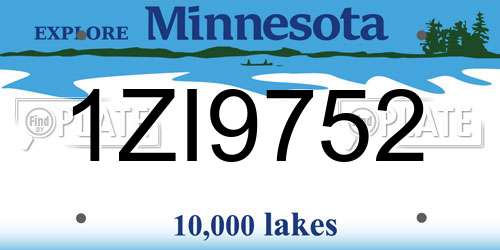 1ZI9752 Minnesota License Plate