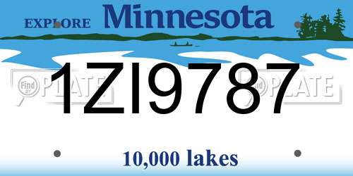 1ZI9787 Minnesota License Plate