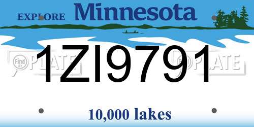 1ZI9791 Minnesota License Plate